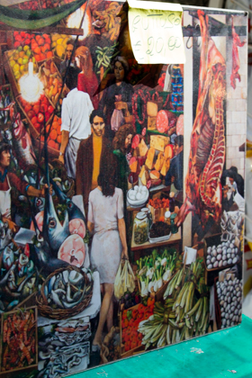 一幅PALERMITANO复制品，这是RENATO GUTTUSO画的 LA VUCCIRIA市场